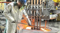 Working with molten copper at NIBCO's Stuarts Draft manufacturing facility. Working with molten copper at NIBCO's Stuarts Draft manufacturing facility.