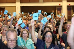 Members vote on a proposal during the Association Technical Committee Convention on Sept. 16. Members vote on a proposal during the Association Technical Committee Convention on Sept. 16.