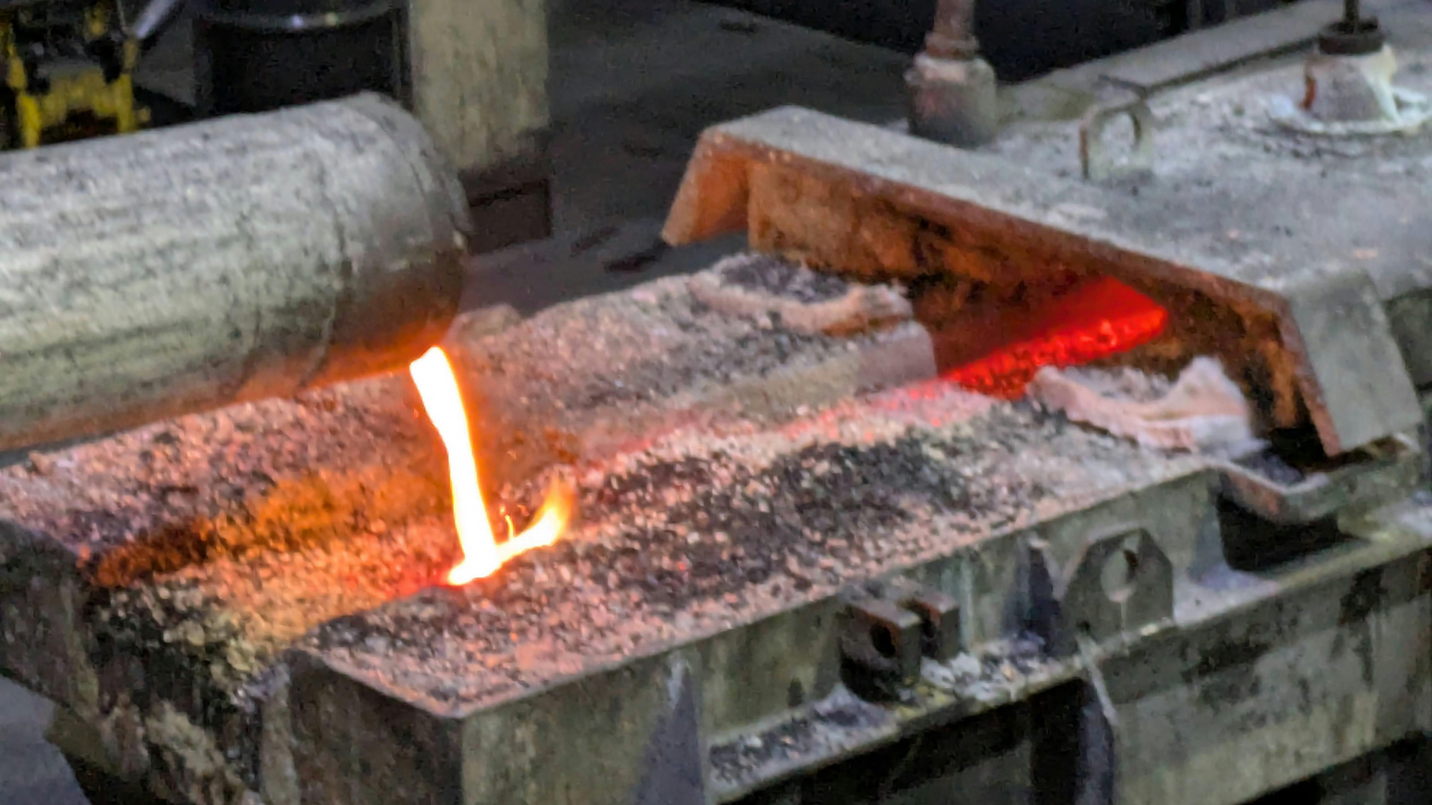 Molten copper being poured at NIBCO's Stuarts Draft facility.