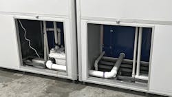 Guardian Booth and their client hired a local plumber to install one Sanicubic 1 unit for two toilets and two sinks, with the shower draining into a Sanishower. Guardian Booth and their client hired a local plumber to install one Sanicubic 1 unit for two toilets and two sinks, with the shower draining into a Sanishower.