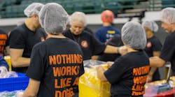 Volunteers assembled nearly 300,000 nonperishable, shelf-stable meals. Volunteers assembled nearly 300,000 nonperishable, shelf-stable meals.