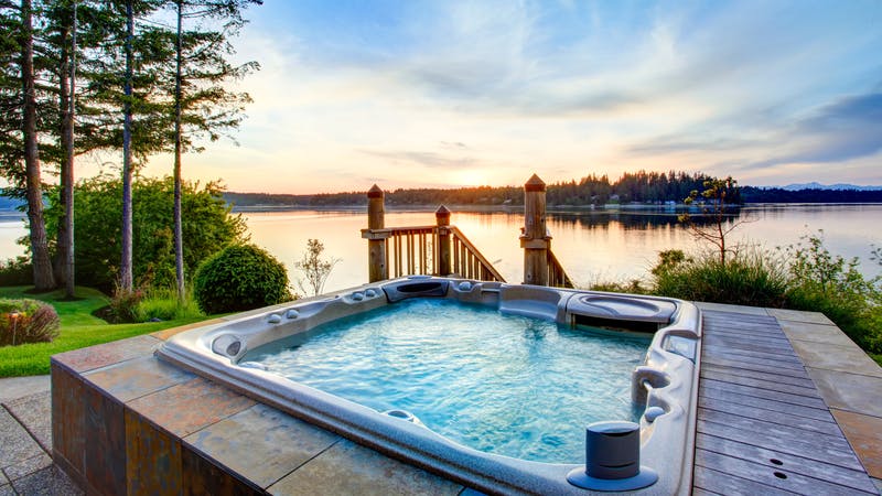 hot tub at sunset