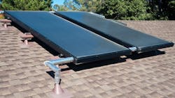 Rooftop mounted solar water heating system. Rooftop mounted solar water heating system.