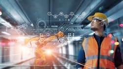 Technical Industrial Engineer working and control robotics with monitoring system software and industry network connection on modern interface. Technical Industrial Engineer working and control robotics with monitoring system software and industry network connection on modern interface.