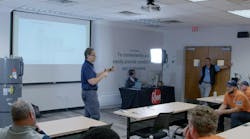 Tim House, Master Plumber, conducts heat pump water heater training for Rheem. Tim House, Master Plumber, conducts heat pump water heater training for Rheem.