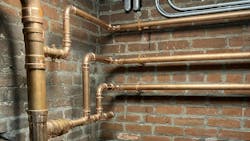 The larger piping is 3” while the smaller pipes are 1-1/2”. The larger piping is 3” while the smaller pipes are 1-1/2”.