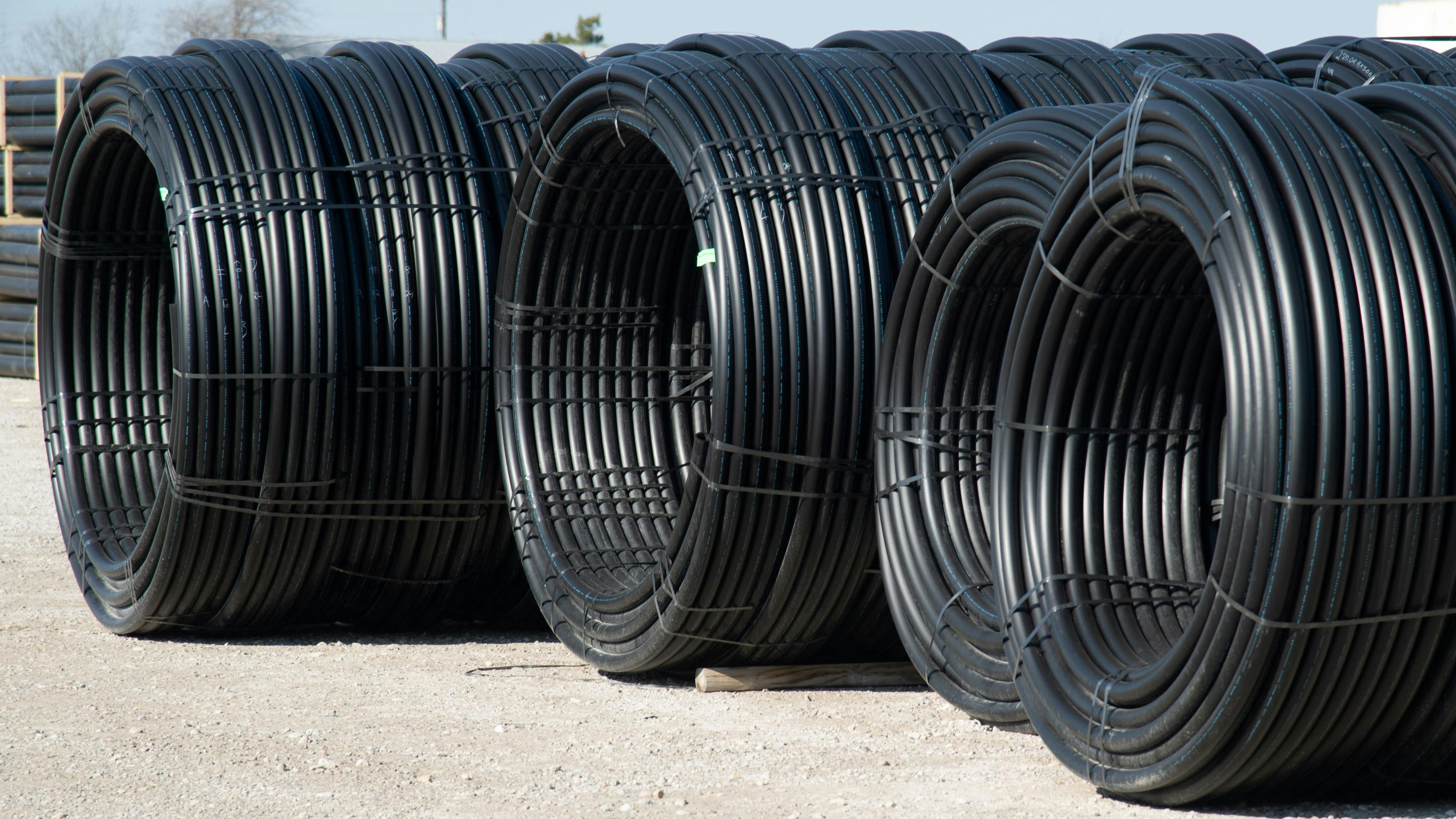 HDPE pipe on the job site.