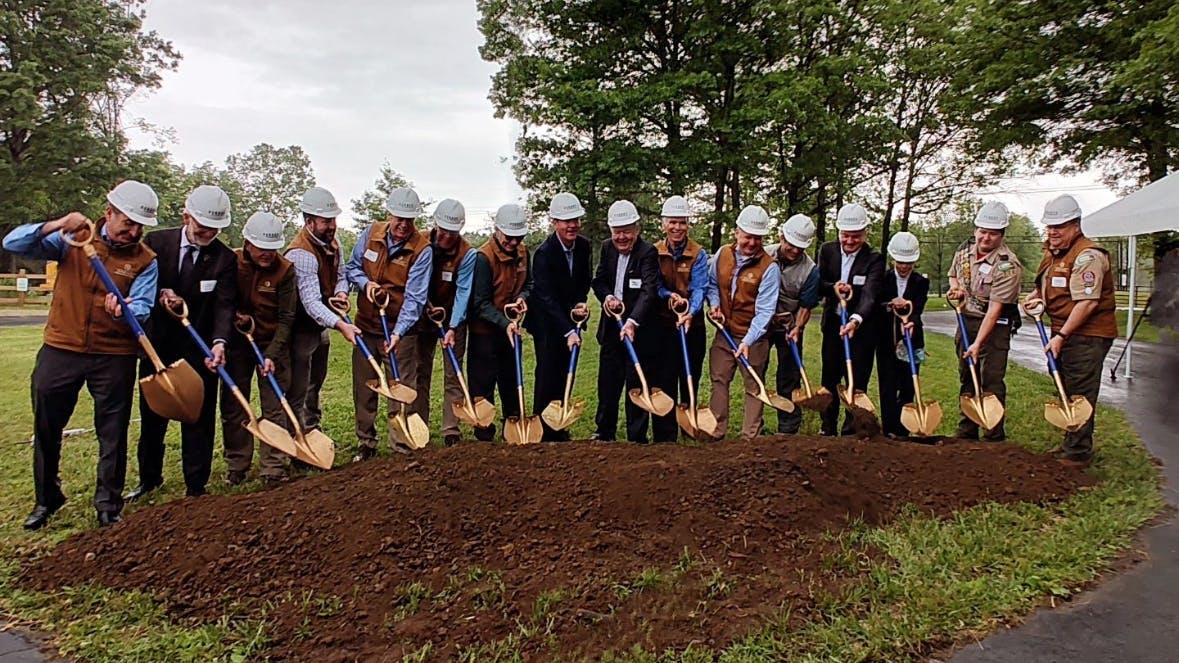 A shot of the groundbreaking ceremony in May of 2025.
