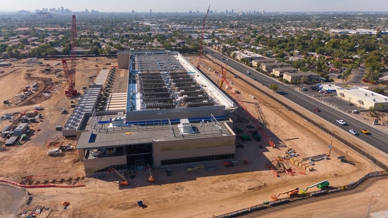 An aerial view of the QTS Data center under construction in Phoenix, Arizona