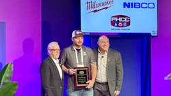 Cody Schroeder receives his award for Plumbing Instructor of the Year at PHCC Connect 2025. Cody Schroeder receives his award for Plumbing Instructor of the Year at PHCC Connect 2025.