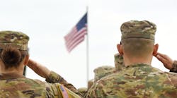 American Soldiers Saluting US Flag. American Soldiers Saluting US Flag.