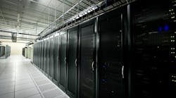 Interior view of a data center with equipment Interior view of a data center with equipment