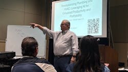 Not an empty seat in the room at the Revolutionizing Plumbing and HVAC: Leveraging AI for Enhanced Productivity and Profitability education session led by Kirk Alter. Not an empty seat in the room at the Revolutionizing Plumbing and HVAC: Leveraging AI for Enhanced Productivity and Profitability education session led by Kirk Alter.