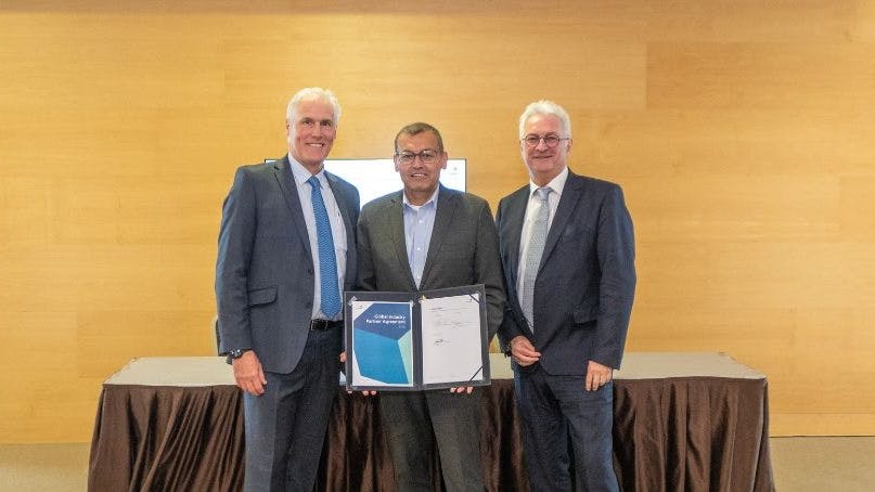 Left: David Hoey, CEO, WorldSkills International, Center: Troy Benavidez, Right: Francis Hourant, President and Chair of the Board, WorldSkills International