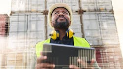 Contractor on laptop. Contractor on laptop.