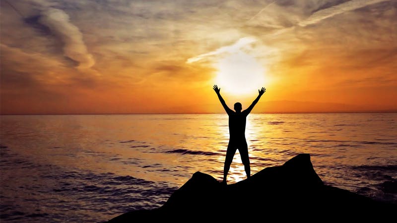 Concept for freedom, success, victory, joy, happiness, accomplishment.