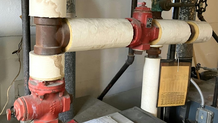 The red valves only allow water to flow in one direction.