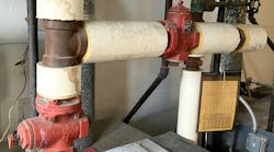 The red valves only allow water to flow in one direction. The red valves only allow water to flow in one direction.