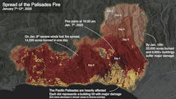 A satellite view of the Palisades Fire. A satellite view of the Palisades Fire.