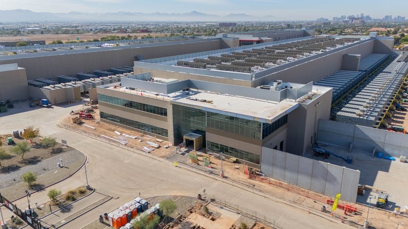 An aerial View of the Qts Data Center in Central Phoenix Under Construction