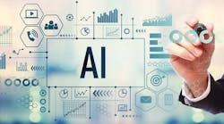 AI with businessman on blurred abstract background AI with businessman on blurred abstract background