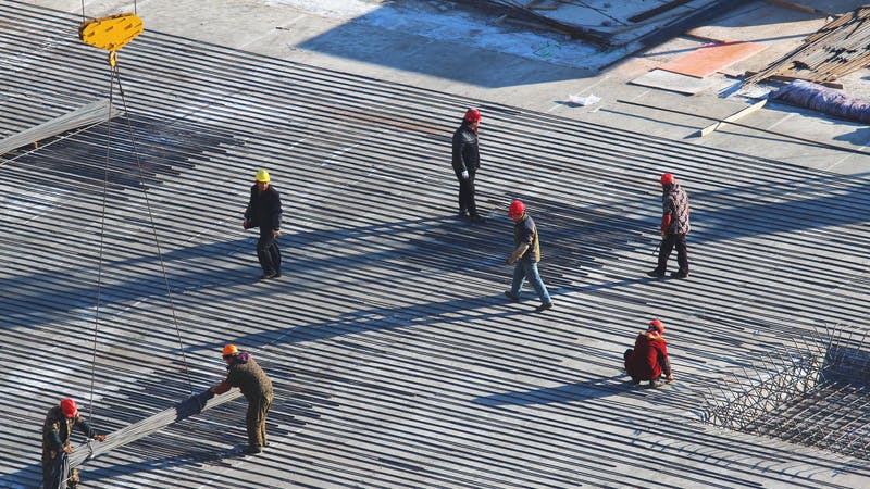 Workers on a construction site.
