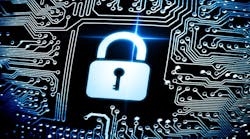 Security lock symbol on computer circuit board Security lock symbol on computer circuit board