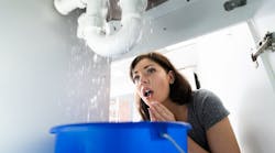 Woman With Emergency Plumbing Leak Problem Woman With Emergency Plumbing Leak Problem