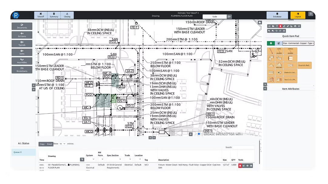 Patabid estimating software