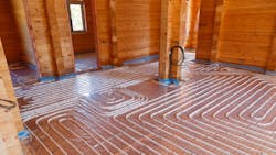 Underfloor surface heating pipes. Low temperature heating concept. Underfloor surface heating pipes. Low temperature heating concept.