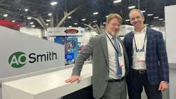 CONTRACTOR's Editor-in-Chief Steve Spaulding and A. O. Smith CEO Stephen Shafer. CONTRACTOR's Editor-in-Chief Steve Spaulding and A. O. Smith CEO Stephen Shafer.