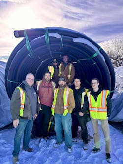 Omaha utility team members trained in HDPE fusion techniques. The city is replacing 3,200 miles of deteriorating cast iron water mains using 450-foot reels of HDPE pipe and trenchless installation methods. Omaha utility team members trained in HDPE fusion techniques. The city is replacing 3,200 miles of deteriorating cast iron water mains using 450-foot reels of HDPE pipe and trenchless installation methods.