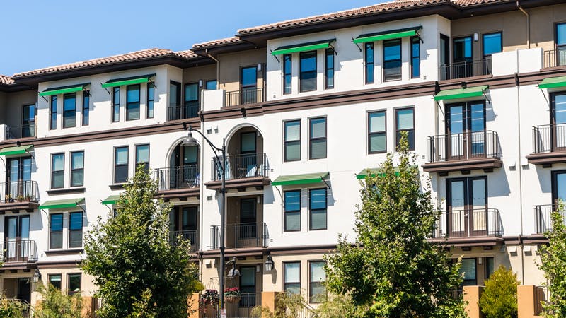 Exterior view of multifamily residential building; Santa Clara, San Francisco