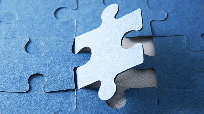 Last piece of jigsaw puzzle - blue tone