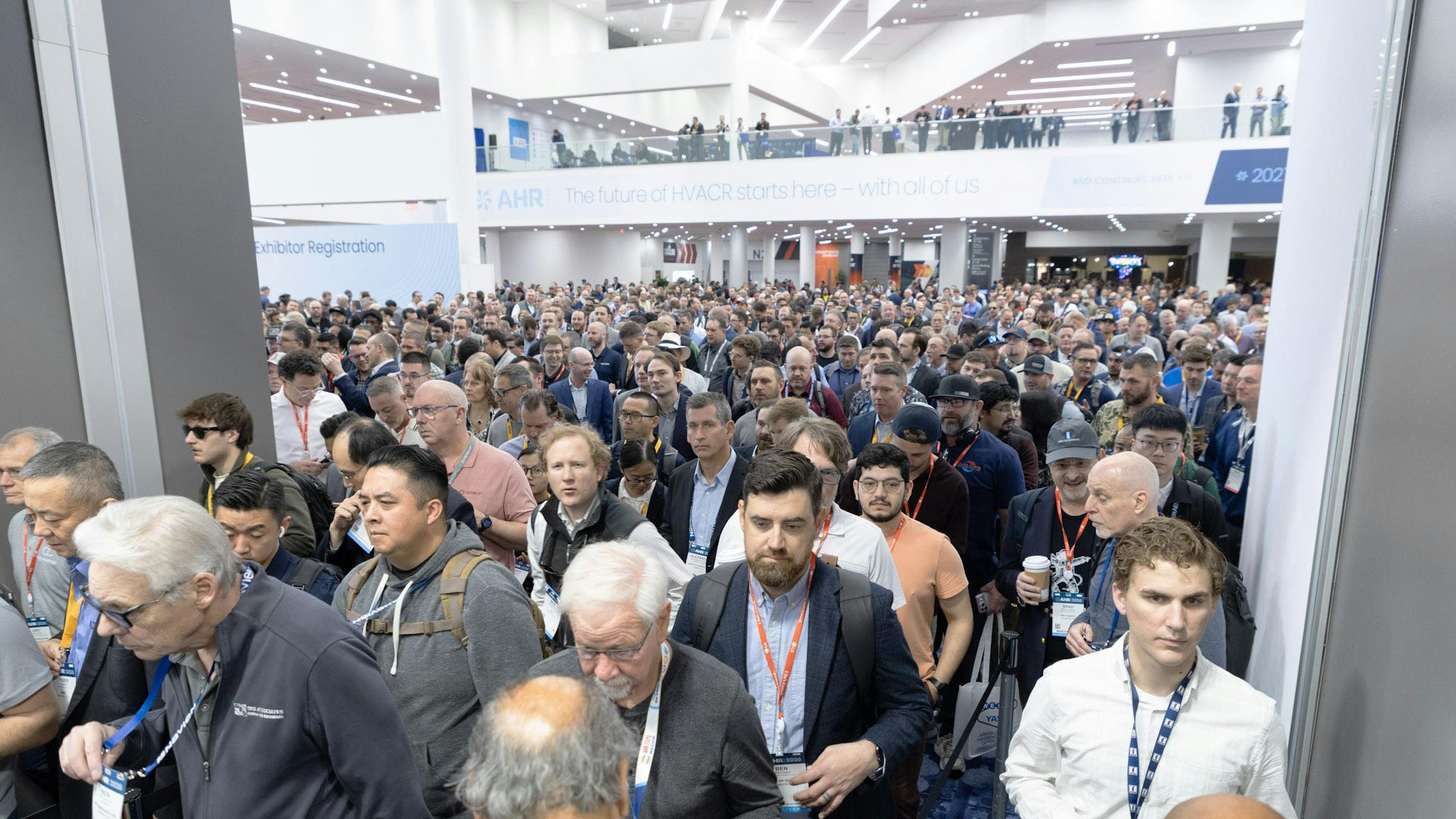 Crowds entering the main hall at the 2026 AHR Expo.