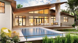 Exterior and interior design of a modern house with a pool. Exterior and interior design of a modern house with a pool.
