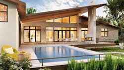 Exterior and interior design of a modern house with a pool. Exterior and interior design of a modern house with a pool.