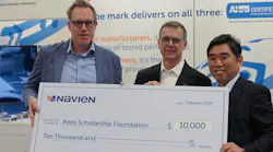 Navien COO Dareen Sheehan (left) and CEO TH Kim (right) Present Donation to AHRI President and CEO Steve Yurek (middle). Navien COO Dareen Sheehan (left) and CEO TH Kim (right) Present Donation to AHRI President and CEO Steve Yurek (middle).