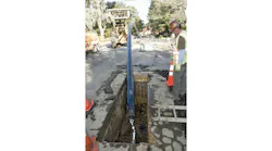 HDPE pipe being installed using horizontal directional drilling HDPE pipe being installed using horizontal directional drilling