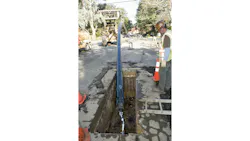 HDPE pipe being installed using horizontal directional drilling HDPE pipe being installed using horizontal directional drilling