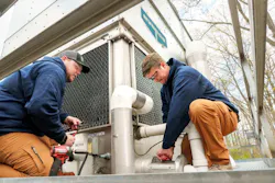 Kyle Knotts (Mechanic) performs testing of a Watts backflow assembly at the nearby Siemens facility. Kyle Knotts (Mechanic) performs testing of a Watts backflow assembly at the nearby Siemens facility.
