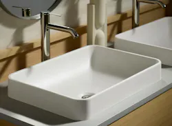 The Vox Sink from Kohler is one of its WasteLAB portfolio, using more than 70 percent recycled material. The Vox Sink from Kohler is one of its WasteLAB portfolio, using more than 70 percent recycled material.