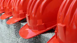 row of hard hats row of hard hats