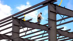 construction worker on a building construction worker on a building
