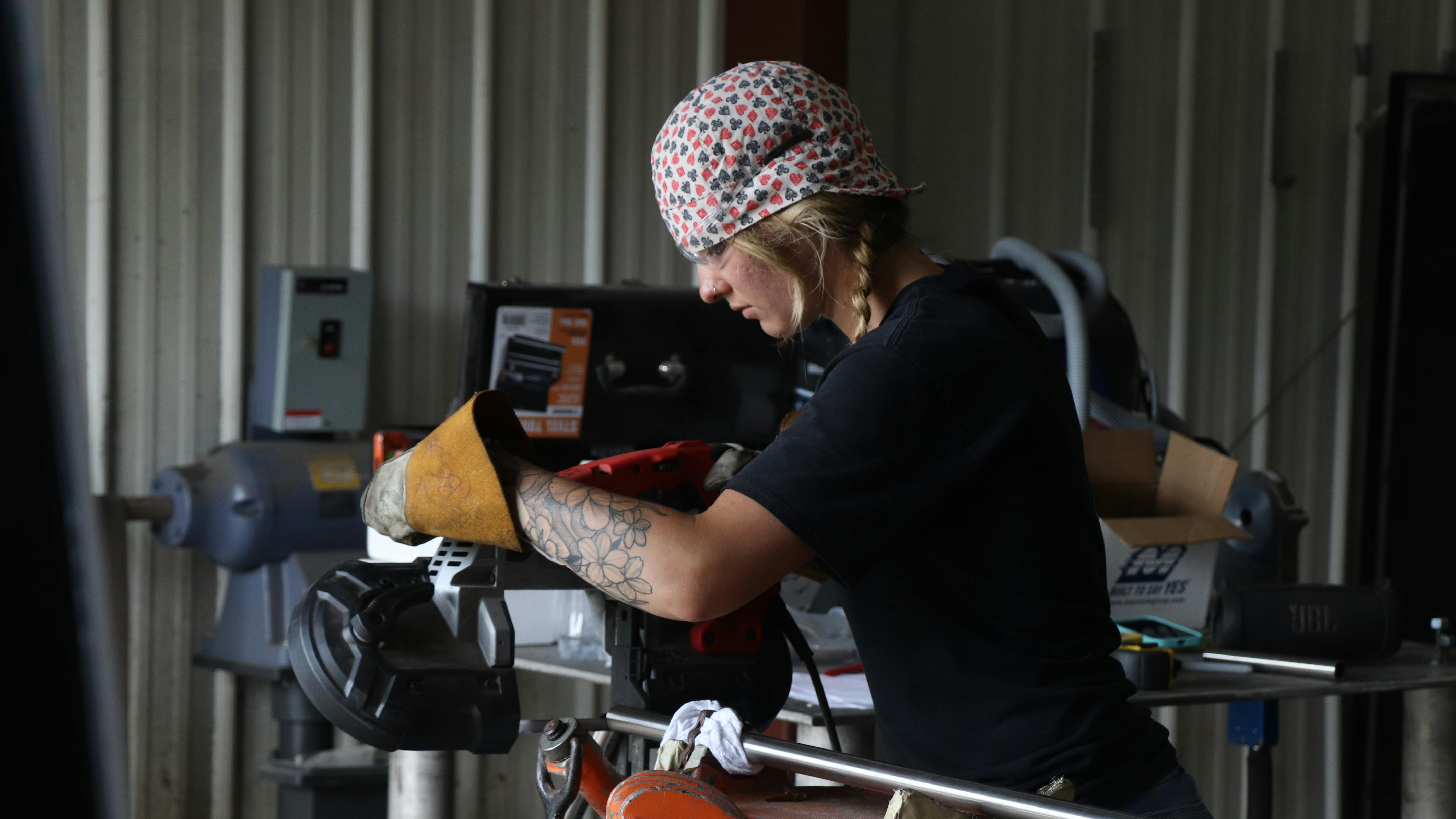 An Egan technician in the machine shop.