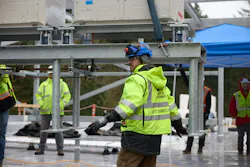 A McKinstry worker on the Kaiser Borsari Hall project, which will be the first zero-energy academic building on a university campus in Washington State. A McKinstry worker on the Kaiser Borsari Hall project, which will be the first zero-energy academic building on a university campus in Washington State.