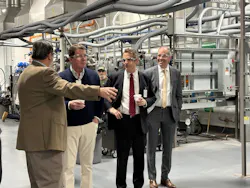 (Left to right): Lochinvar Vice President of Engineering Brian Iske; US Sen. Bill Hagerty; US Department of Energy Deputy Secretary James Danly; A.O. Smith CEO Steve Shafer. (Left to right): Lochinvar Vice President of Engineering Brian Iske; US Sen. Bill Hagerty; US Department of Energy Deputy Secretary James Danly; A.O. Smith CEO Steve Shafer.