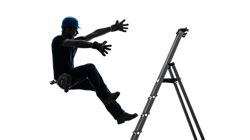 worker falling from ladder silhouette.