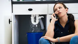 Sink Pipe Water Leak. Plumbing Damage At Home