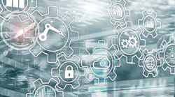 Business process Automation Smart industry Artificial Intelligence. Gears mechanism mixed media. Business process Automation Smart industry Artificial Intelligence. Gears mechanism mixed media.